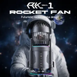 LAMJIE 3-in-1 Rocket RGB Desk Fan | Turbo Cooling Portable Humidifier Fan with Night Light | 35dB Ultra-Quiet Strong Airflow, 11H USB-C Fast Charging | TikTok Made Me Buy It Summer Essential for Gaming Setup, Home Office, Dorm Essential