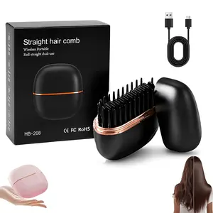 Mini Cordless Hair Straightener, Portable 3-in-1 Heated Comb & Iron, USB-C Rechargeable, Travel-Friendly Styling Tool, Multifunctional Hair Styler For Travel & Home