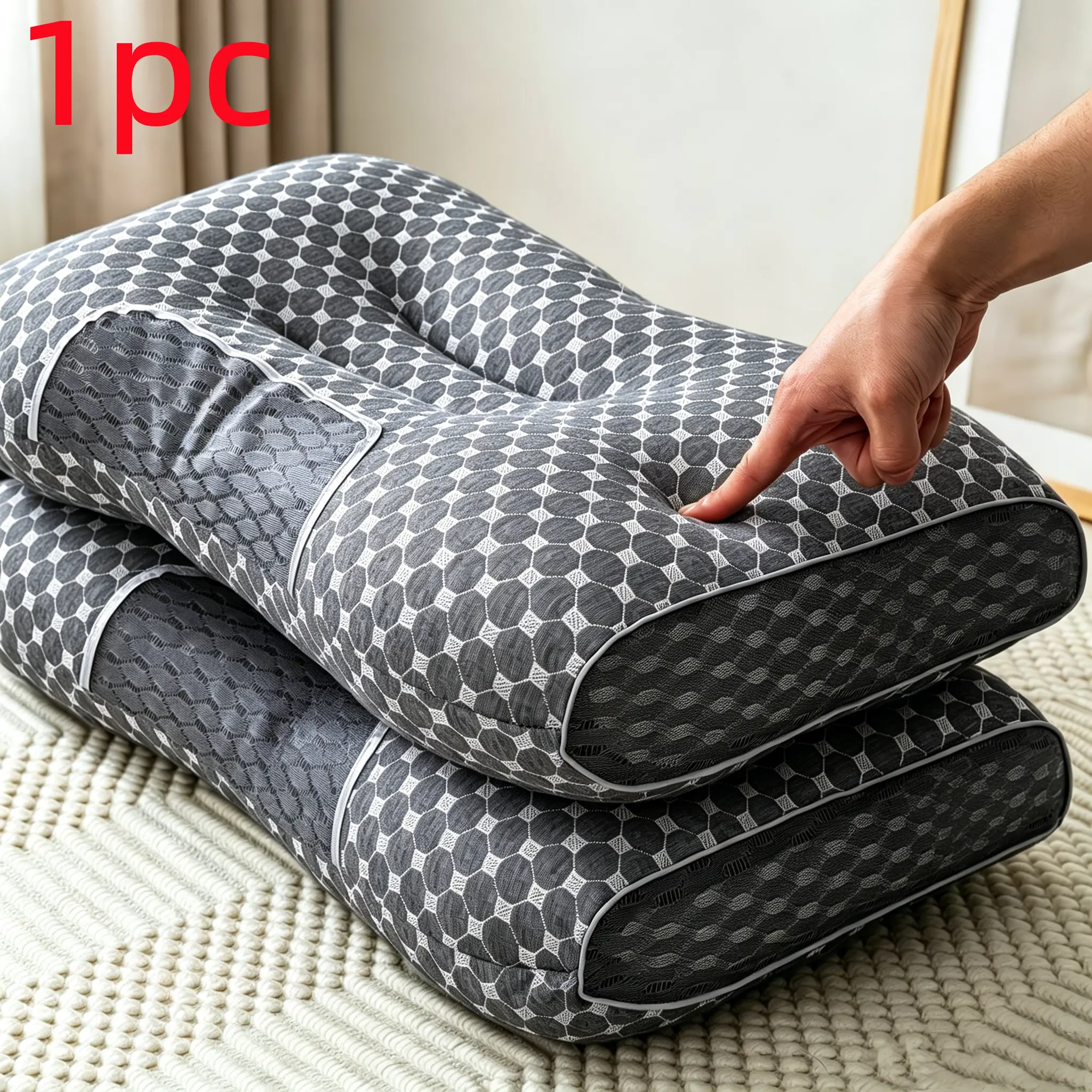 1pc high-end 3D ergonomic neck pillow, a side-sleeping pillow designed to conform to the human body curve, a cervical support pillow, a sleep-specific neck pillow, with breathable pillowcase - large size