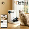 Automatic Cat Feeder Dog Feeder with 6L Dual Hopper, AI Recognition for Up to 3 Pets, 5/2.4 GHz WiFi App Control, 1080p Dual Cameras, Night Vision, 2-Way Audio, Dog Cat Feeding Supply