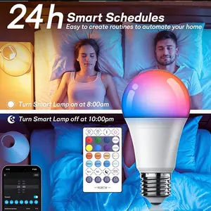 9w Smart LED Bulb, 16m RGB Color Changing, Voice Control, APP Remote, Music Sync, Alexa Google Home Compatible, Dimmable WiFi Bulb for Home Decor