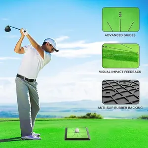 Golf Hitting Mat | Golf Training Mat for Swing Path Feedback/Detection Batting | Extra Replaceable Golf Practice Mat 16"X12" | Advanced Guides and Rubber Backing for Home/Indoor/Outdoor Does not apply