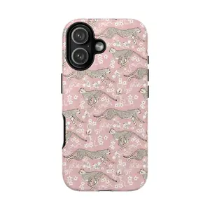 WILDFLOWER CHEETAH Phone Case  Blush Pink Floral Animal Print  Trendy Aesthetic Case for Phone 17 Pro Max 16 15 14 13 12