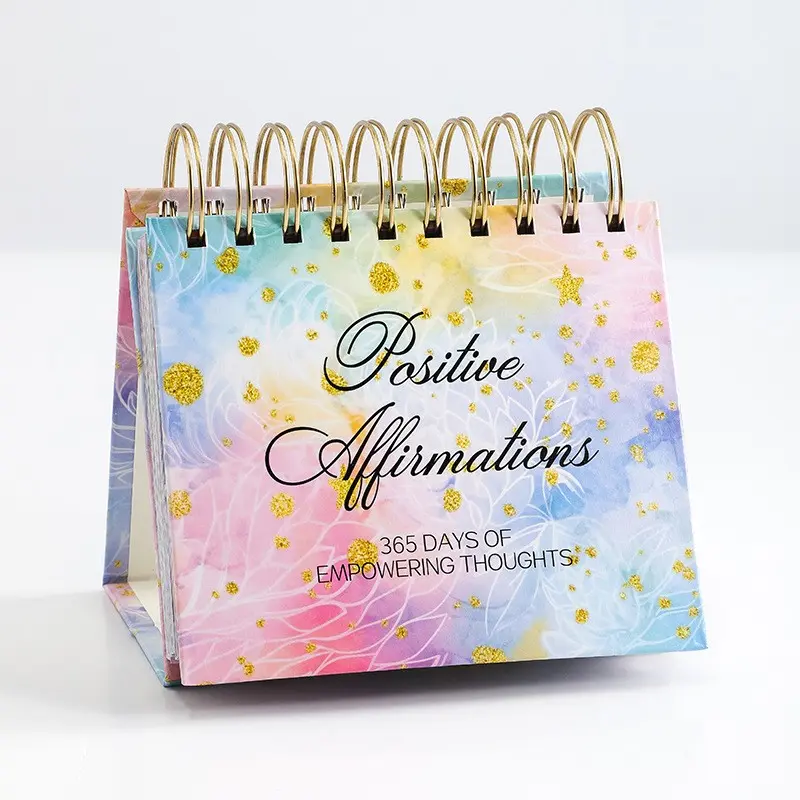 Perpetual Desktop Calendar, Standing Daily Flip Desk Calendar with Inspirational Quotes - Page a Day Positive Daily Affirmations - Desk Decor for Office School home, Inspirational Gifts, Desk Accessories, Daily Planner