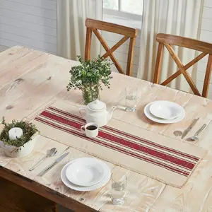 Baxter Vintage Burlap Red Stripe Table Runners