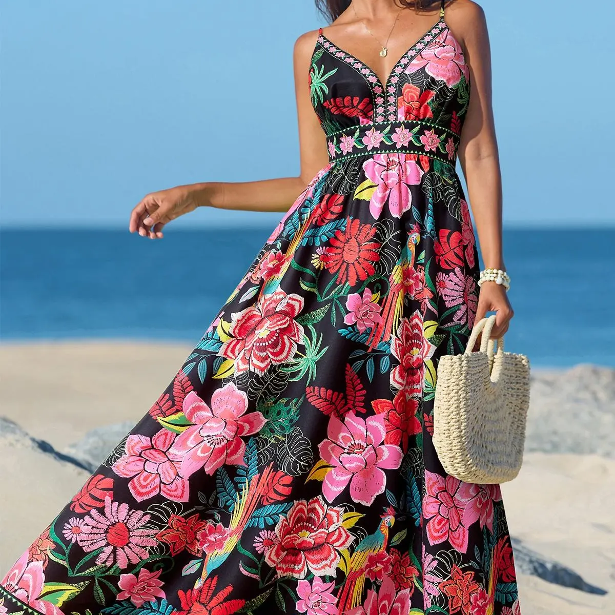 CUPSHE Women's Vibrant Oasis Tropical Maxi Dress - Square Neckline, Sleeveless, Floral Print, Back Zip Closure, Flowy Bohemian Beach Outfit, Casual Wear, Yellow Birthday Women's Clothes #tiktokshopmemorialday - TikTok Shop CUPSHE Women's Vibrant Oasis Tropical Maxi Dress - Square Neckline, Sleeveless, Floral Print, Back Zip Closure, Flowy Bohemian Beach Outfit, Casual Wear, Yellow Birthday Women's Clothes #tiktokshopmemorialday - TikTok Shop
