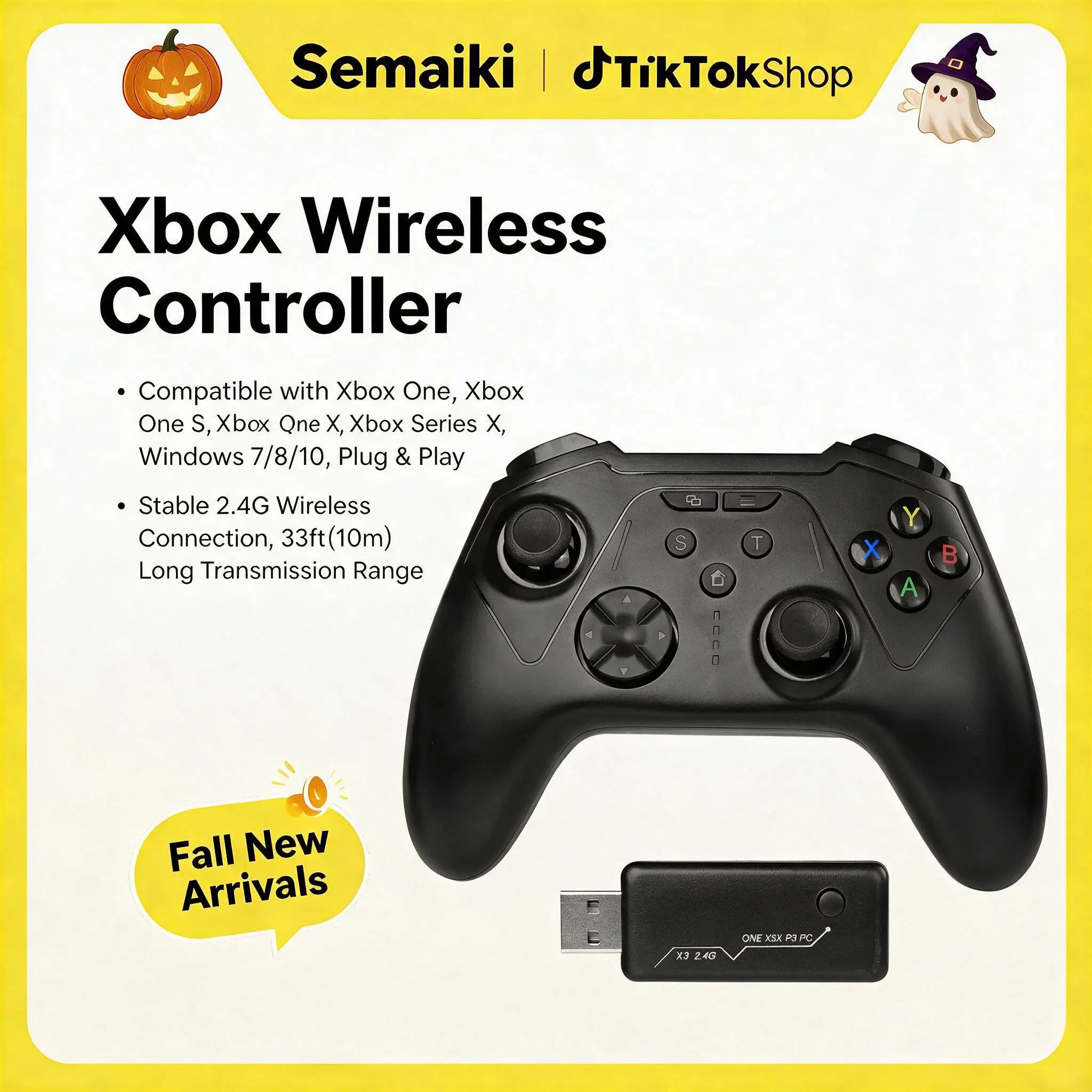 Wireless Rechargeable Xbox Controller for Xbox 1/1 S/1 X/Series X|S, Multi-Platform Gamepad with Dual Vibrations, Christmas Gift for Gamers, Wireless Controllers
