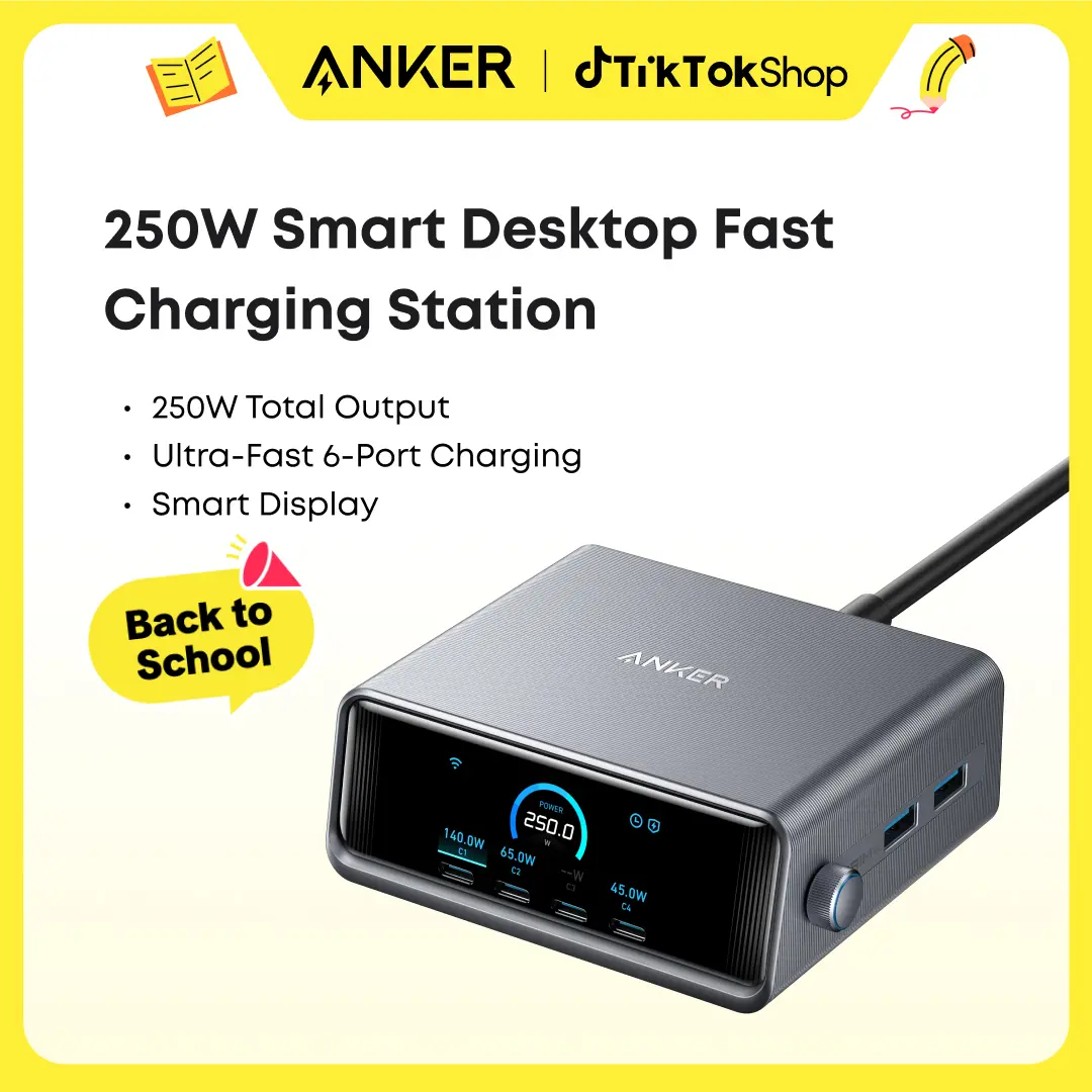 【GaN Charger】Anker Prime Charger, 250W 6-in-1 Smart LCD Ultra-Fast Charging for MacBook iPhone iPad & More,summerwins,FathersDayGift sohochic
