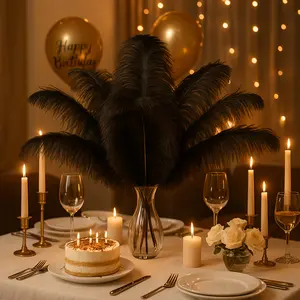 8 pieces of artificial ostrich feathers, 14-16 inches (35-40 cm), soft. Ostrich feathers are suitable for clothing decoration, wedding party, center table decoration, DIY handicrafts.