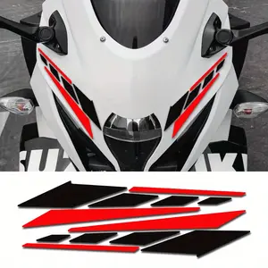 Vibrant Geometric Design Motorcycle Stickers - Durable PET Material, Waterproof and Sunscreen, Red and Black Striped Body Side Panels, Enhance Motorcycle Aesthetics, Sports Motorcycle Stickers | Geometric Stickers | Durable Pet Stickers
