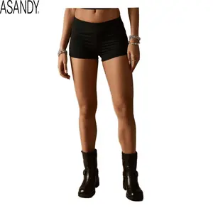 ASANDY Women Soft Touch High Waisted Booty Shorts Stretchy Mini Shorts Yoga Workout Summer Festival Beach Vacation Club Casual Everyday Wear