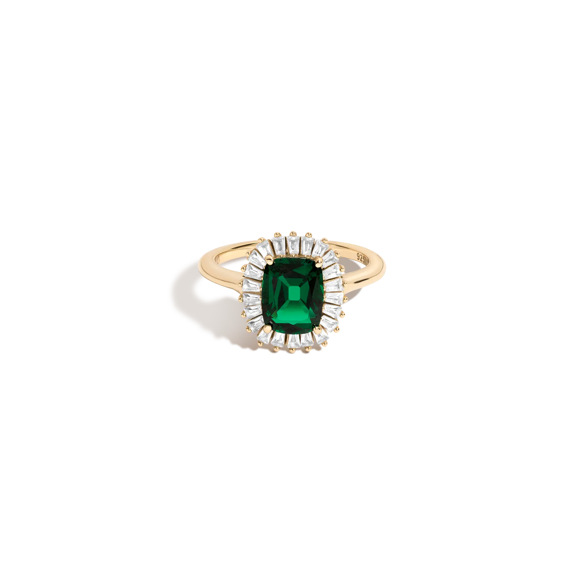 Lab Grown Green Emerald Alexandra Ring