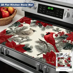 Christmas Theme Silica Gel Oven Mat, Pine Branches Design, Absorbent Non-Slip High Temperature Resistant Kitchen Decor