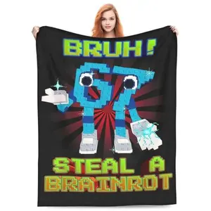 1 Piece 50X60 Inches 67 Six Seven 6-7 Funny Design Flannel Blanket - Soft and Lightweight for All Seasons, Suitable for Sofa, Bed, Travel, and Camping - Comfortable Home Decor Gift, Geometric Pattern, Modern Style, Durable Fabric