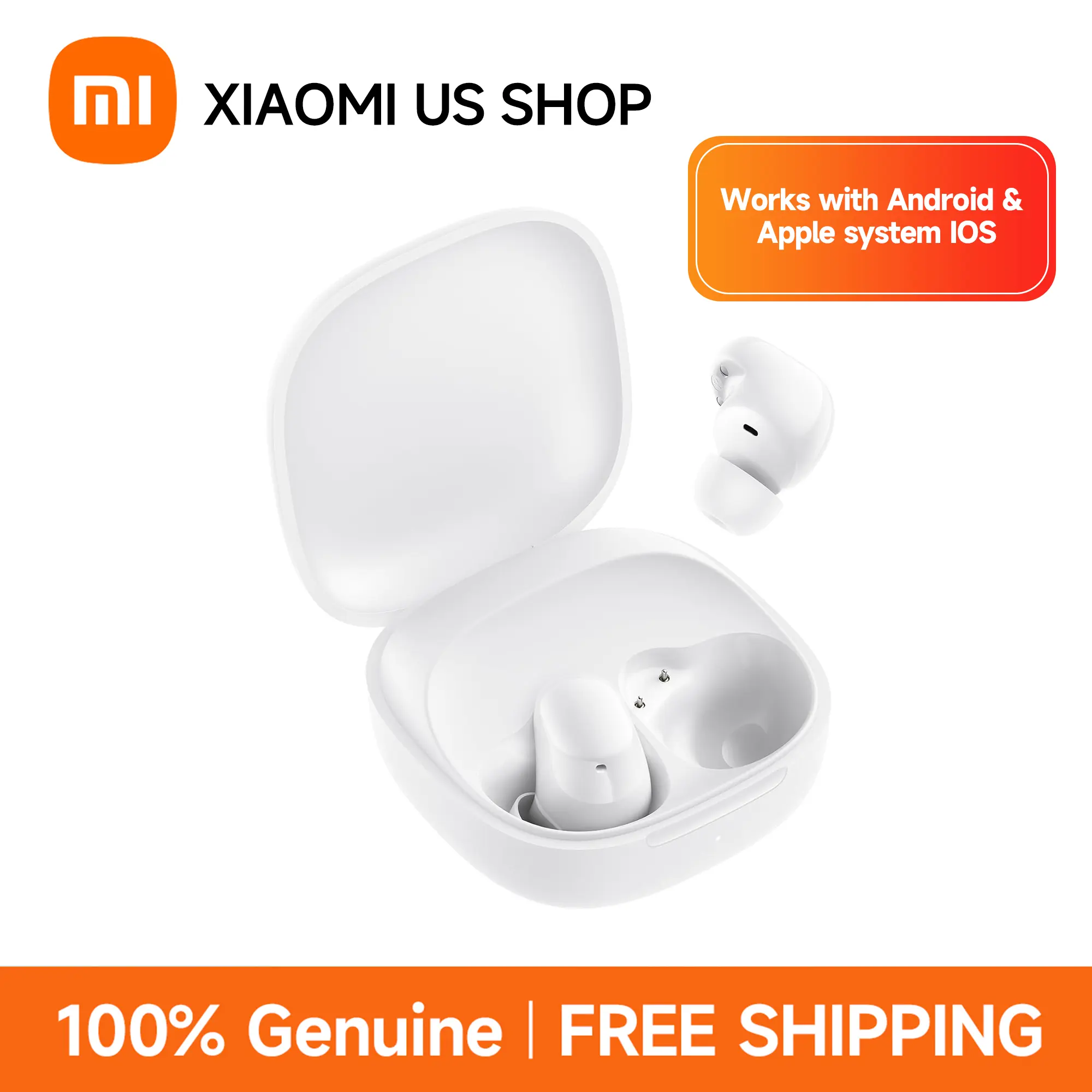 Xiaomi In-Ear Wireless Headphones Circle, 3.6g Lightweight White Earbuds Bluetooth, 10mm Large Dynamic Driver, AI Noise Reduction, 7.5H Single Use, 36-Hour Battery Life, Bluetooth 5.4, Touch Control, 5 EQ Modes, Audio Charging Function