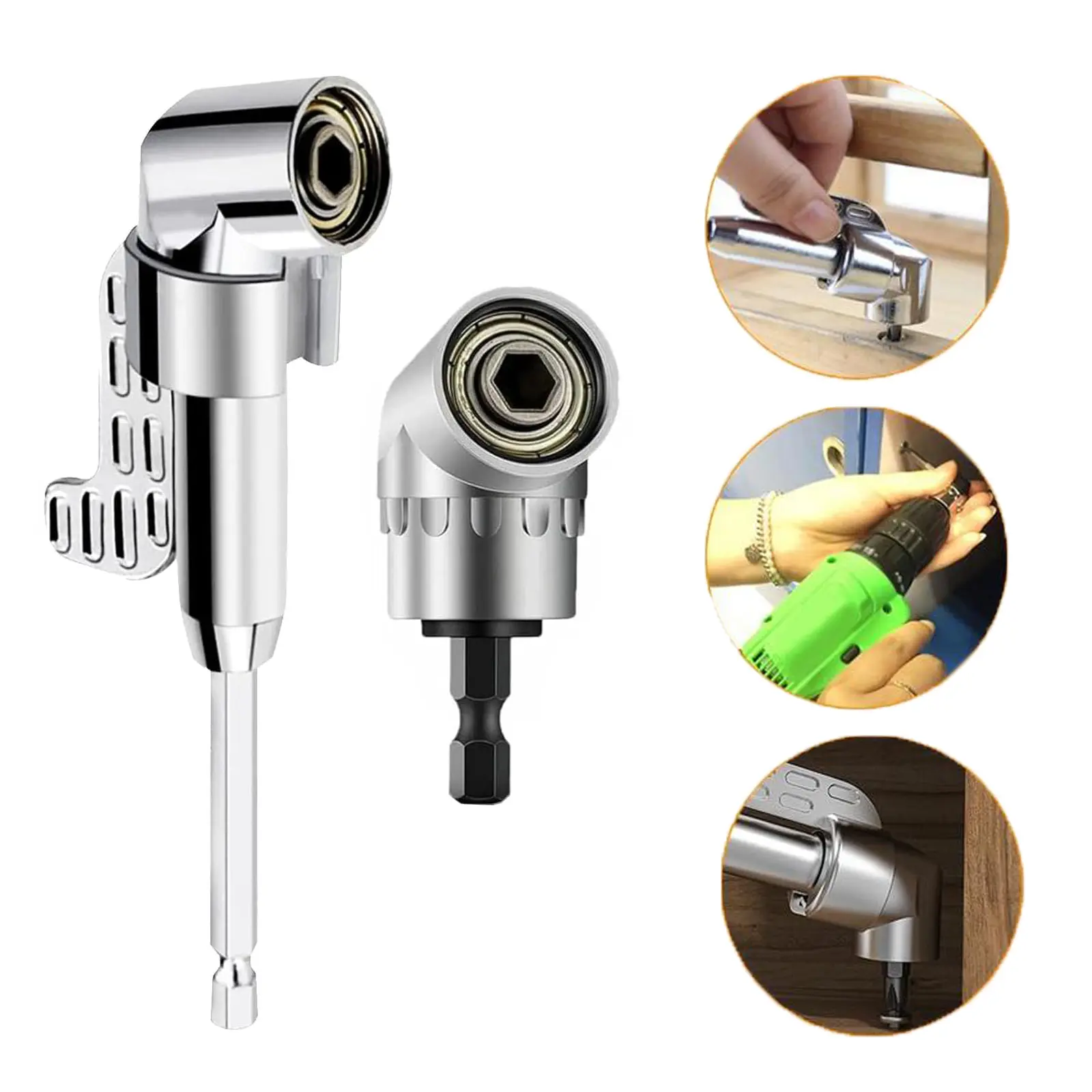 Right Angle Drill Attachment with Multi-function Bend Screwdriver Bit,105 Degree Right Angle Drill Adapter,1/4" Hex Shank Corner Tool Screw Hub.