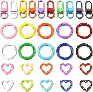 60 count Colorful  Clasp  3 Styles Spring O Ring, Heart Clasps, Lobster Claw Clasps for DIY Crafts, Keychains, Bag Charms, Gifts, Pet Tags & Party Favors