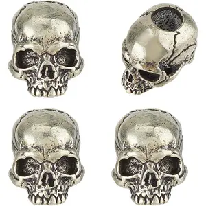 4 count Skull Beads Large Hole 5.5mm Beads  Lanyard Bead Paracord Antique  Bead for DIY Crafts  Bracelet Making