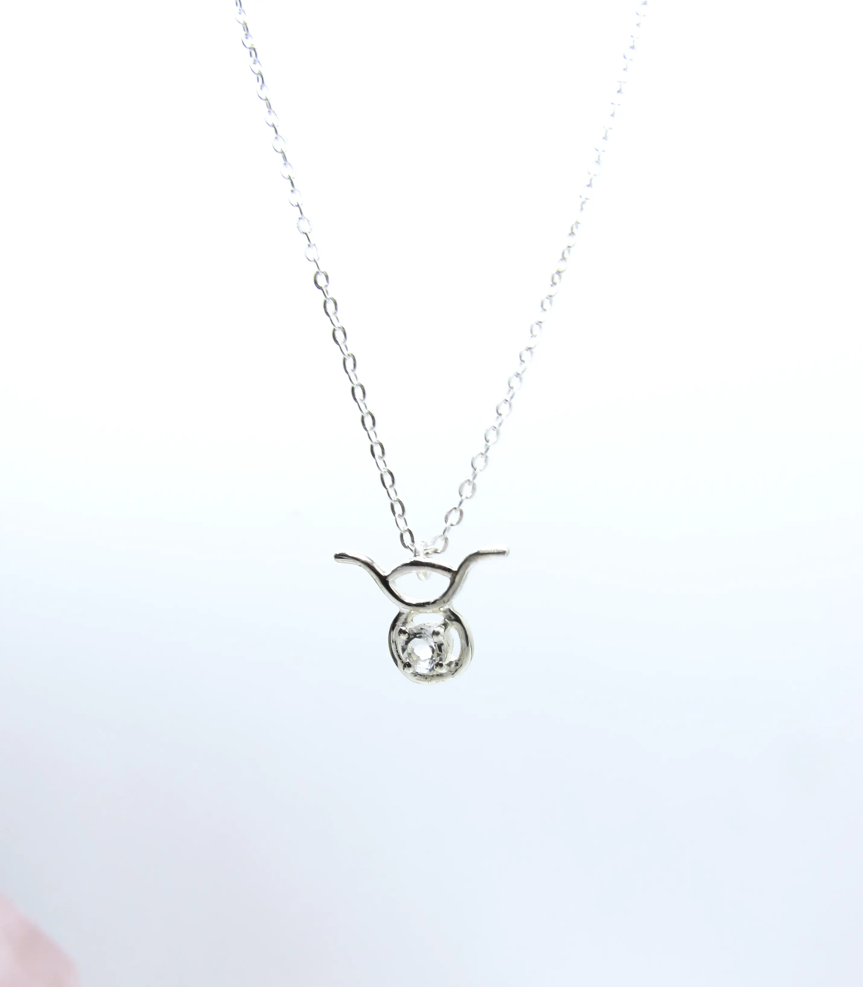 Taurus Zodiac Pendant - White Topaz – Sterling Silver