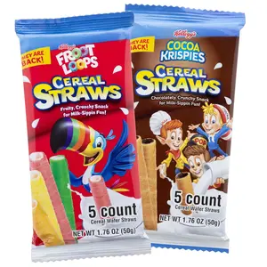 Limited Edition 2025 Kellogg’s Cereal Straws, Cocoa Krispies and Froot Loops Edible Stir Sticks, Nostalgic Treat, 5 Count, (2 Pack)