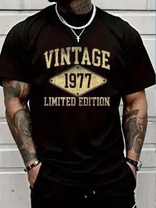 100% Cotton Vintage 1977 Limited Edition Year Of Birth Birthday T-Shirt Women's Men's Graphic Tee Crew Neck summer vacation Tops