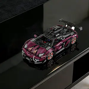 3946+pcs 1:8 Violet Building Blocks Super Car Racing Set, Rich Detail Design, Adult Collectible Model Gift, High-Quality Construction Toy