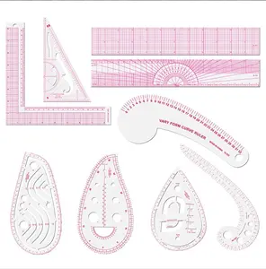 Sewing Rulers Set, Plastic Sew French Curve Ruler, Clear Mark Metric Bendable Curve Ruler Kit for Beginners Tailors Designers, Suitable for Sewing, Marking, Drawing, Crafting and DIY