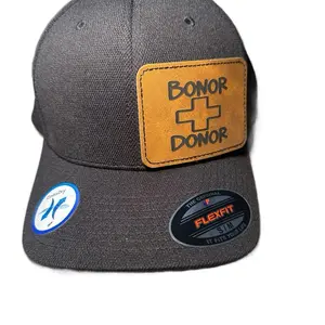 Bonor Donor Flexfit Custom Hat with Gold Patch and Gray Brim - Fitted Design by Flexfit Brand