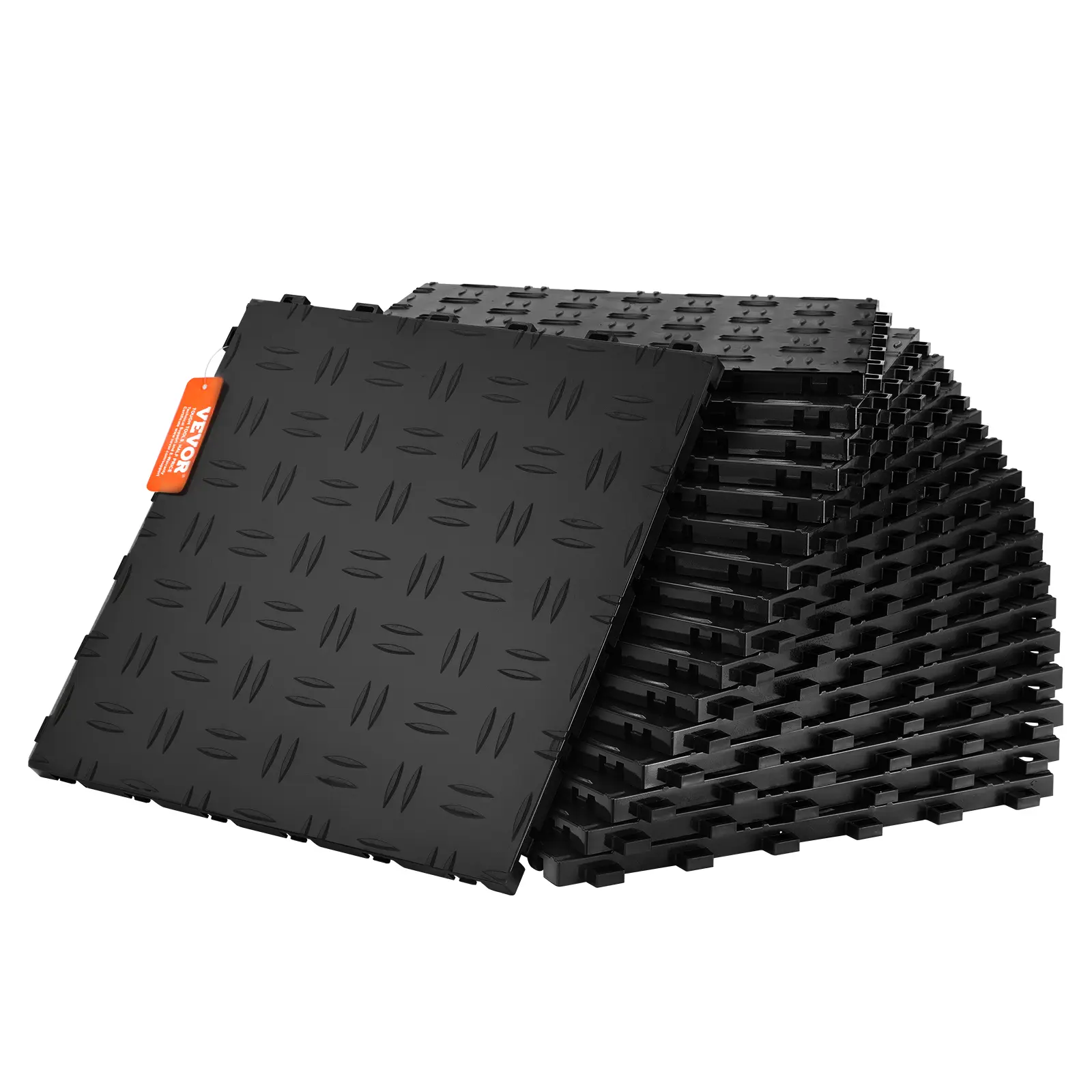 【summerfinds】VEVOR Garage Tiles Interlocking, 12 x 12 x 0.53 inch 25 Pack Garage Floor Covering Tiles, Non-Slip Double-Sided Texture Garage Flooring Tiles, for Garages, Basements, Repair Shops, Black