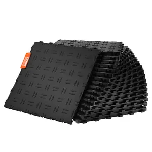 【fathersdaygift】VEVOR Garage Tiles Interlocking, 12 x 12 x 0.53 inch 25 Pack Garage Floor Covering Tiles, Non-Slip Double-Sided Texture Garage Flooring Tiles, for Garages, Basements, Repair Shops, Black