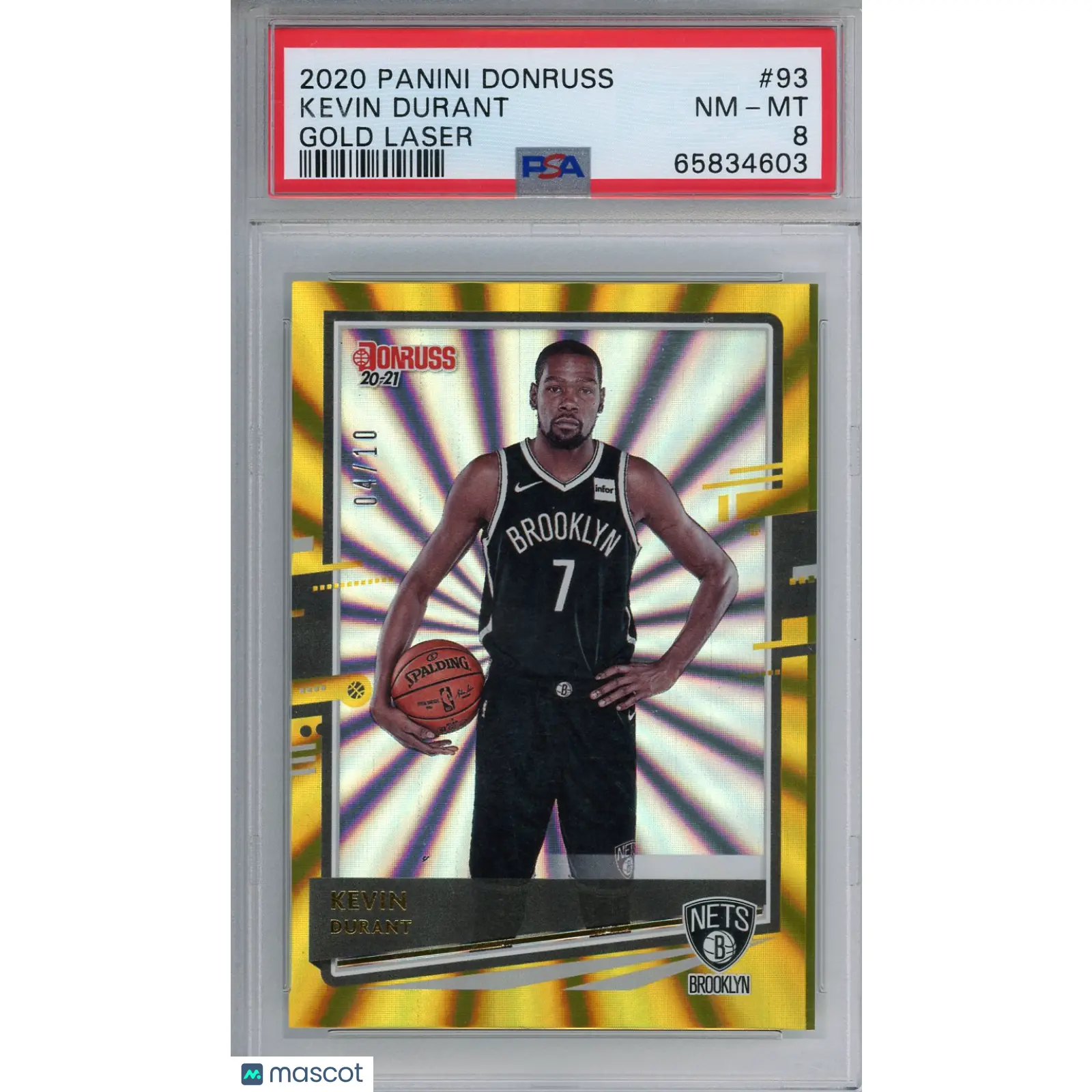 2020 Panini Donruss Kevin Durant Gold Laser #93 PSA 8