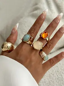 Chunky Rings for Women, Adjustable Stackable Rings, Thick Ring Design, Trendy Statement Jewelry, Dainty Chunky Style Accessories, Stacking Ring Set