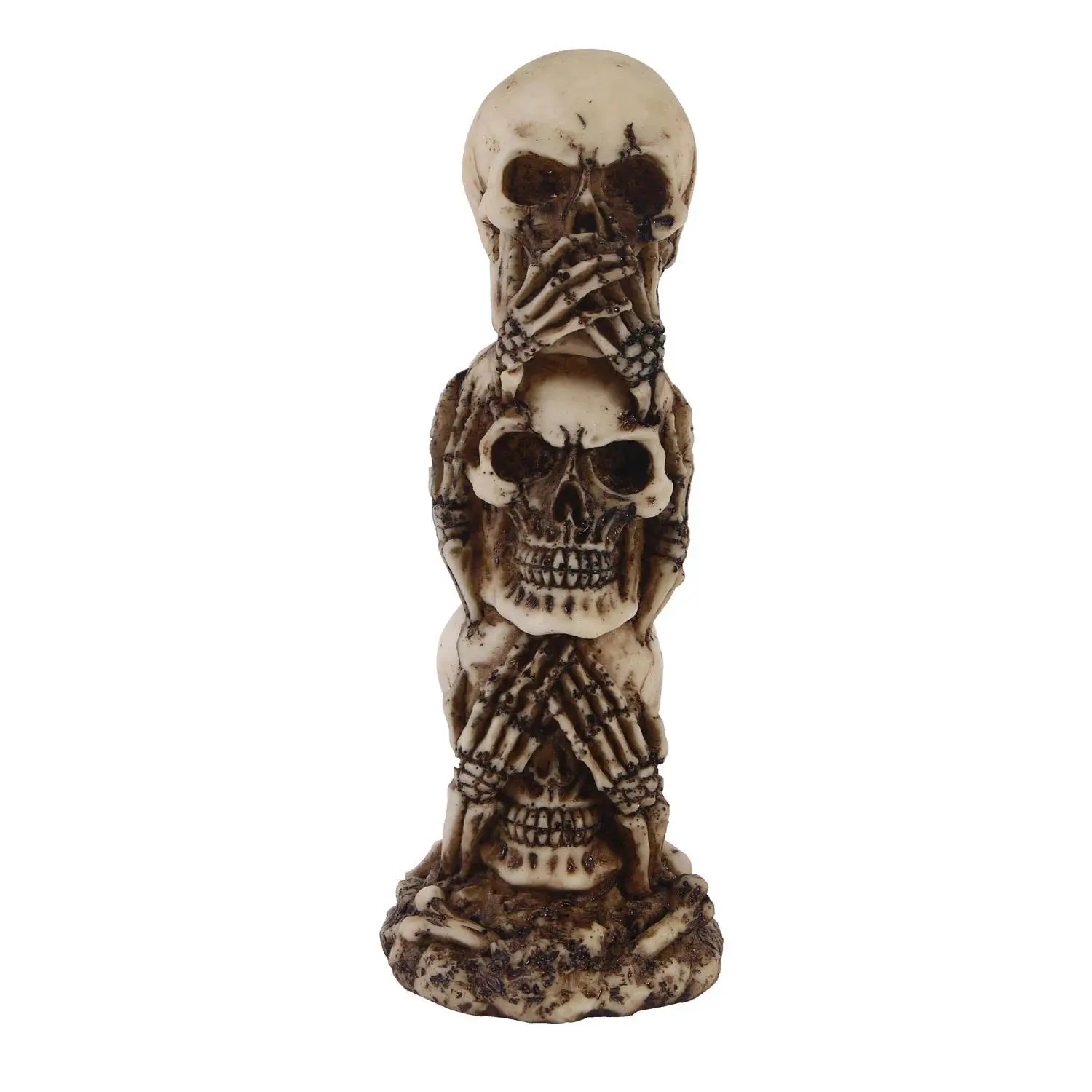 1pc, Resin Skull Handicraft Ornament, Human Skull Ornament,Garden Decor,Halloween Home Skeleton Decor