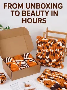 3PC Value Pack Pumpkin Spice Cat Tail Yarn (720g Total) - Super Chunky Chenille Yarn for Cozy Fall Blankets & Winter Accessories