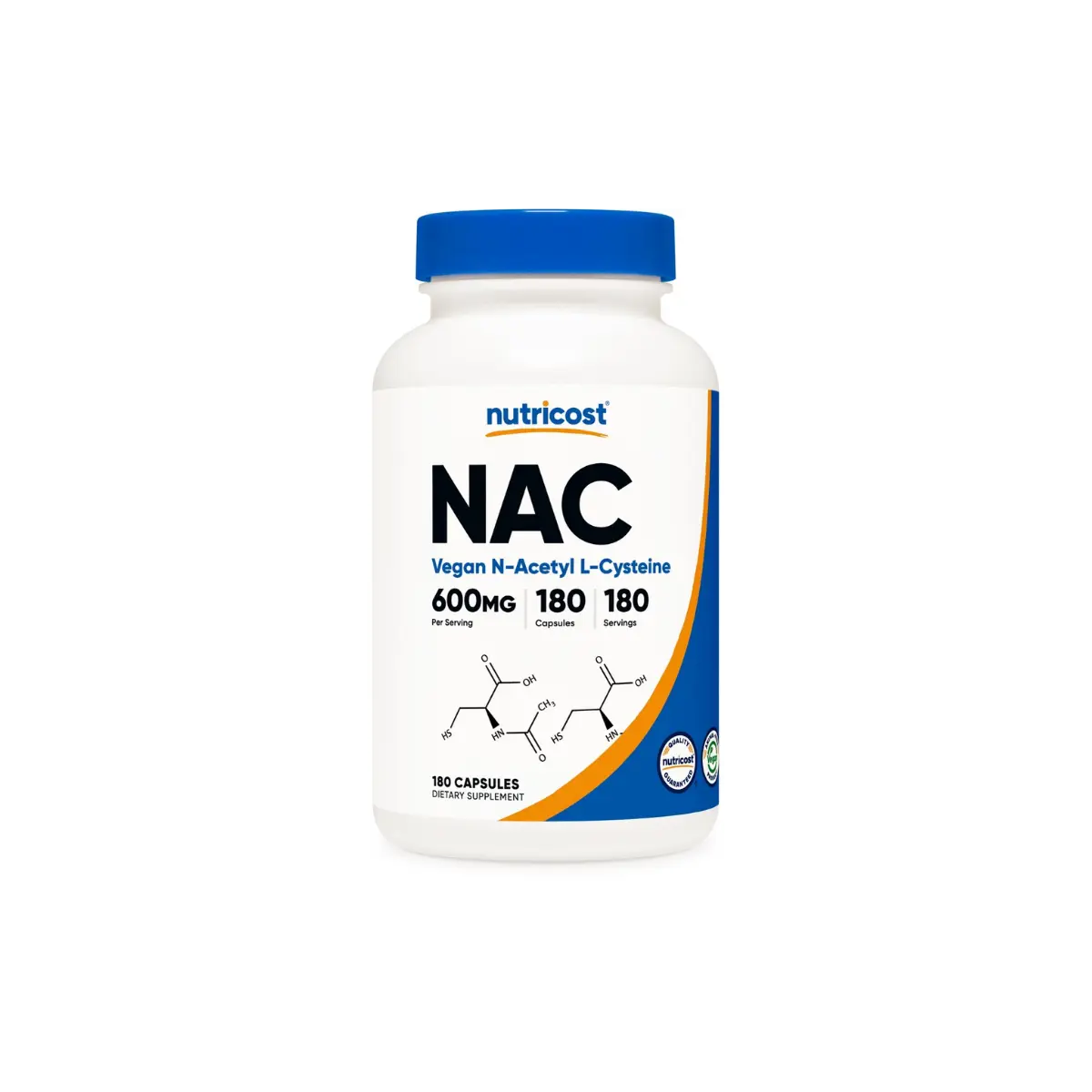 Nutricost Pure NAC (N-Acetyl L-Cysteine) 600mg per Serving Easy-to-Swallow Capsules - 180 Servings, NSF Certified, Non-GMO, Gluten-Free, Vegetarian, for Adult Wellness & Fitness Support