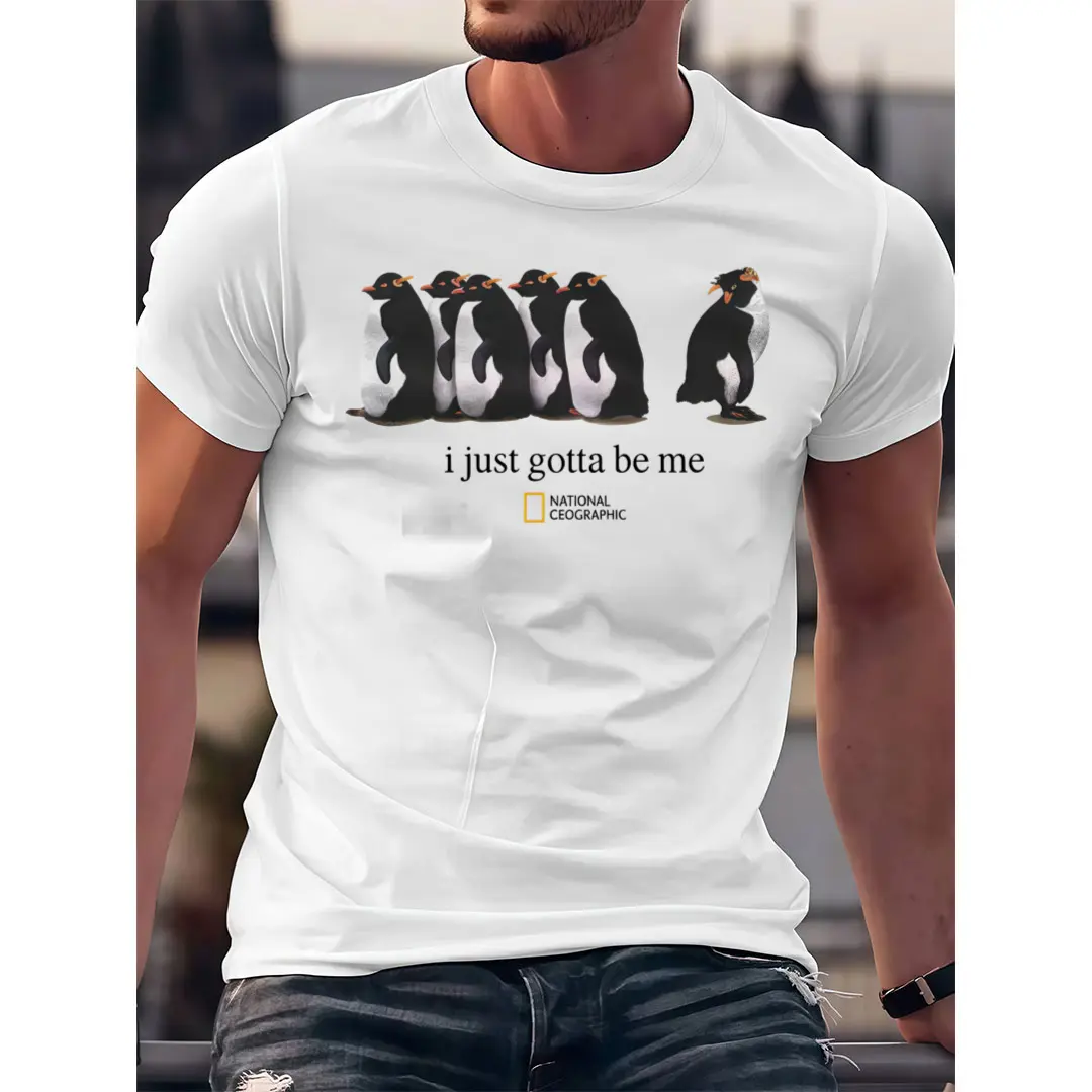 [100% Cotton] Casual Chic T-Shirt for Everyone – I Just Gotta Be Me, Featuring Cute Penguins  Golf Gift T-Shirt For Men and Women