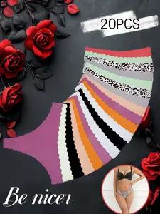 Summer New Seamless Women's Thong Underwear Traceless, Breathable & Comfortable Triangle Panties for Exercise Soft Underwear, 20-Pack Multi-Pack Suitable for Work and Office Wear Lingerie Womenswear