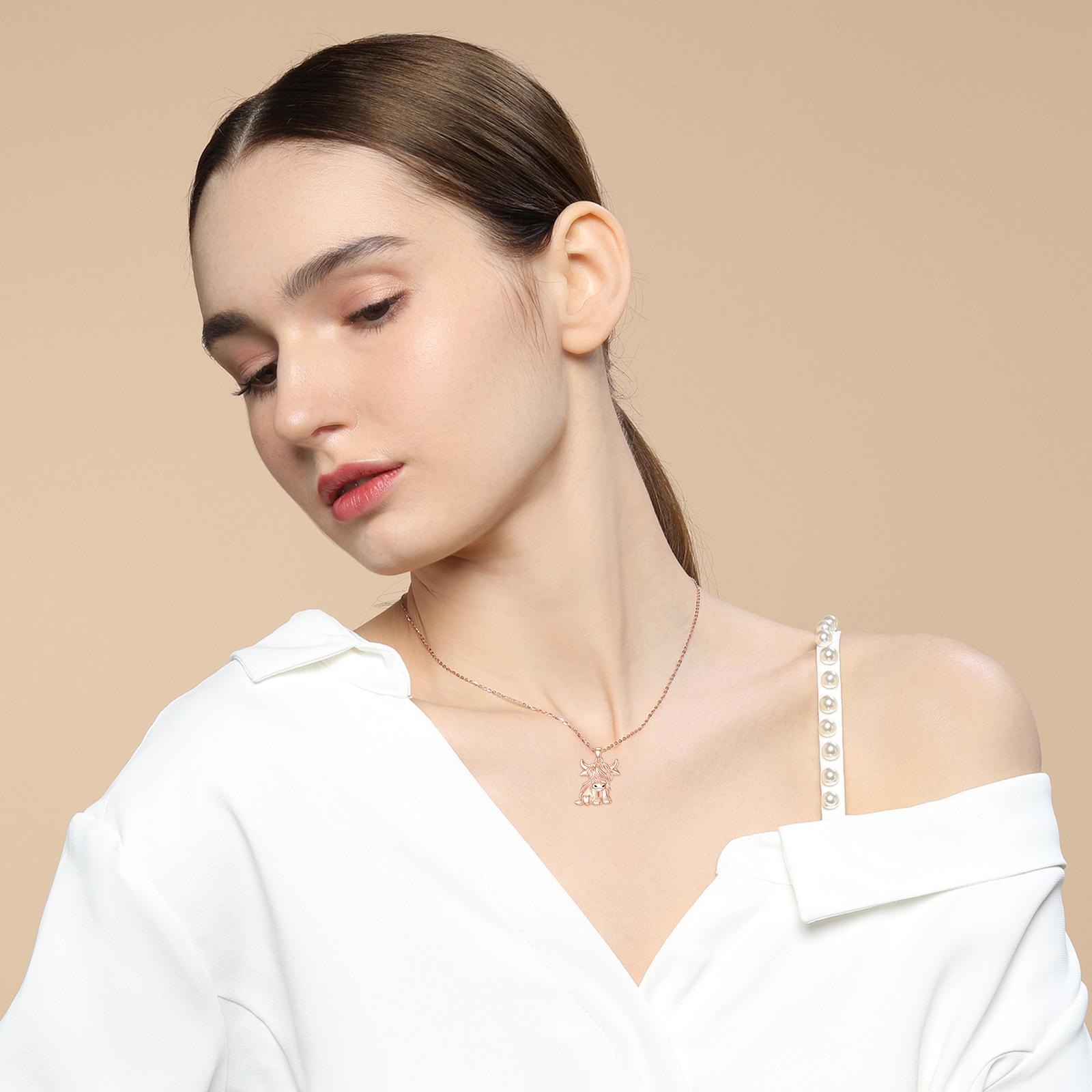 MEIDERBO Jewelry 925 Sterling Silver Cute Yak Plateau Cow Design Pendant Necklace, Animal Pattern Pendant Necklace, Fashion, Birthday Gift, Valentine's Day Gift MEIDERBO Jewelry 925 Sterling Silver Cute Yak Plateau Cow Design Pendant Necklace, Animal Pattern Pendant Necklace, Fashion, Birthday Gift, Valentine's Day Gift