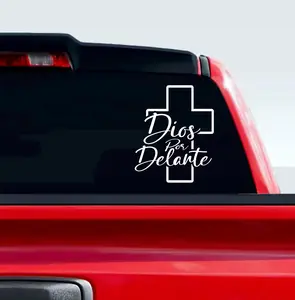 Pack de 2 Stickers ‘Dios Por Delante’ – Protección en Tu Camino Car decoration