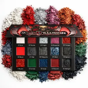 15 Color Eyeshadow Palette, High Pigment Matte & Glitter, Long-Lasting Blendable Formula, Gothic Dark Professional Party Makeup