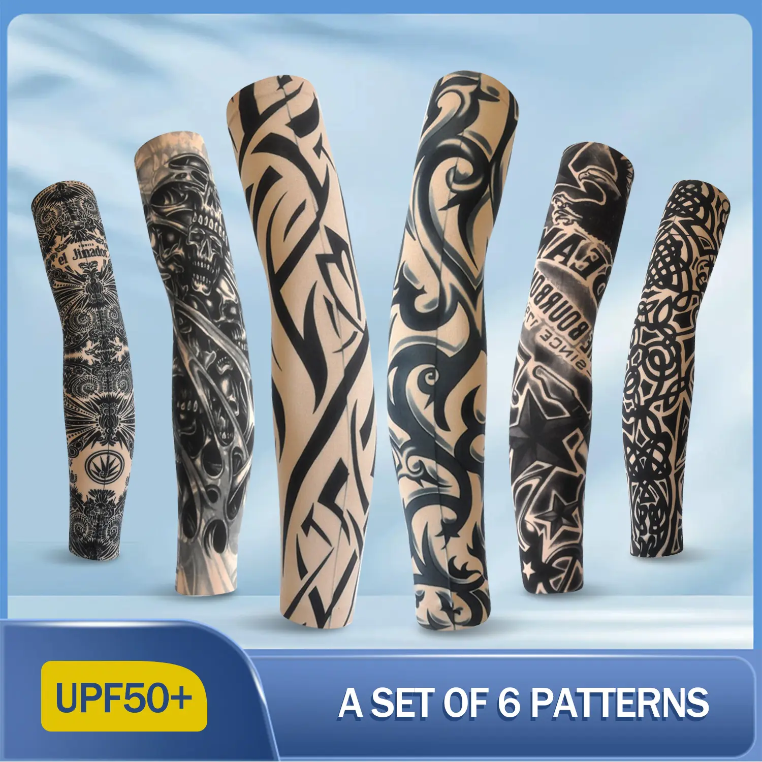 6 Piece Set Outdoor Sports Cycling Sun Protection Tattoo Sleeves  Personalized Realistic Look Temporary Tattoo Designs UV Resistant Breathable and Comfortable Ideal for Outdoor Activities