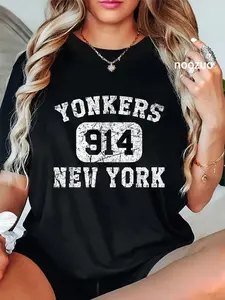 100% Cotton Yonkers New York Area Code Vintage Retro T-Shirt