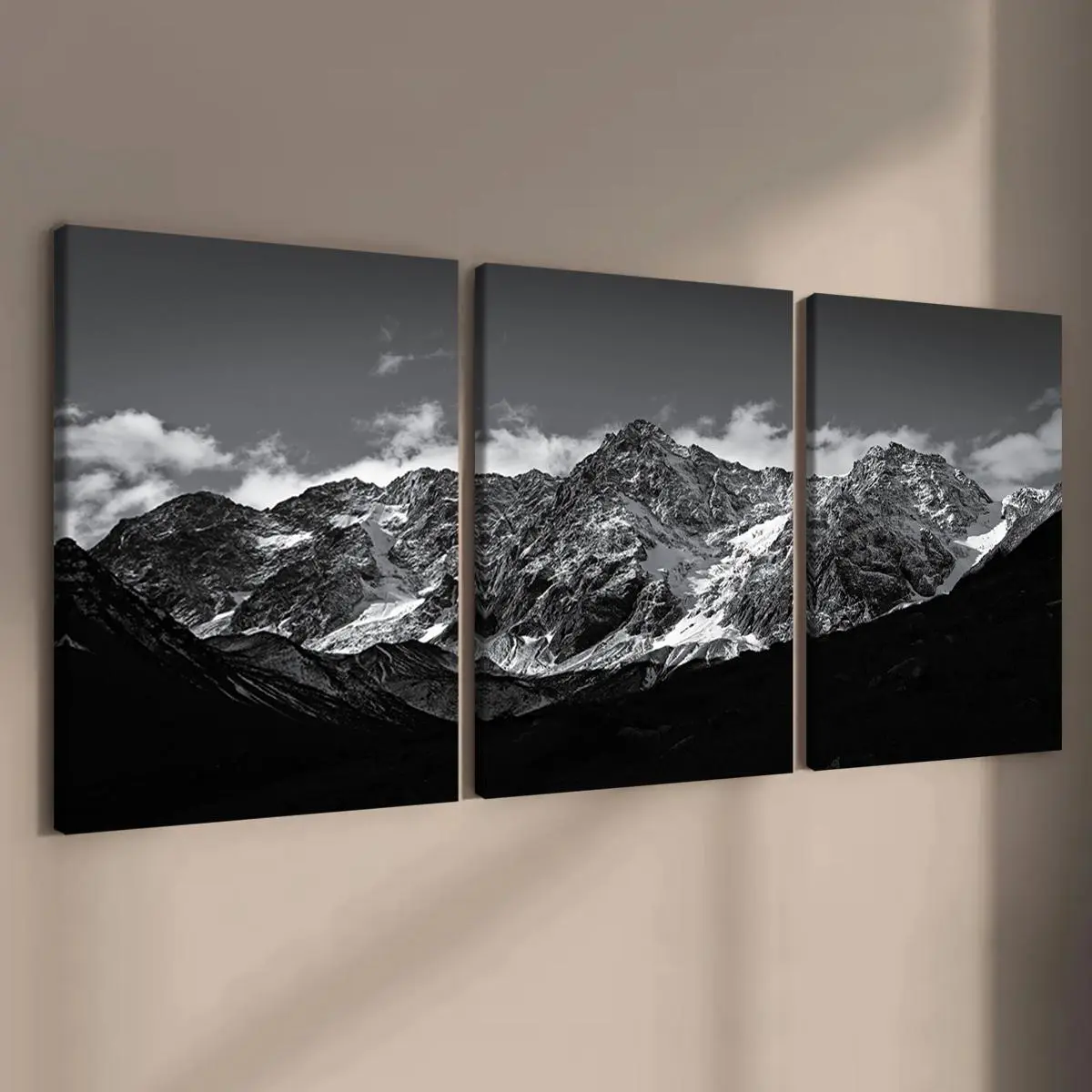 Wooden Framed Canvas Painting Photos on Canvas, 3 Counts/set Natural Landscape Pattern Canvas Poster, Wall Art Decor for Home Living Room Bedroom Office, Wall Picture