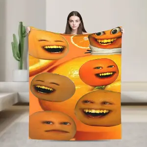 Annoying Orange Style Funny Meme Flannel Blanket Soft Warm Parabola Throw For Bed Sofa Camping Travel Mixed Colors Birthday Christmas Thanksgiving Gift