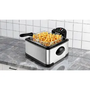 Stainless Steel Electric Deep Fryer,4.5L Deep Fryer, XL Jumbo Size Electric Fryer with Basket Strainer, Adjustable Temperature & Timer, Stainless Steel Deep Fryer with Removable Oil Container for Fried Chicken, Shrimp, French Fries & More