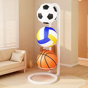 Basketball Storage Rack, Space-saving Vertical Storage Basketball Holder Rack, Basketball Organizer, Home Organizer for Living Room Bedroom, Metal Construction, Portable Convenience