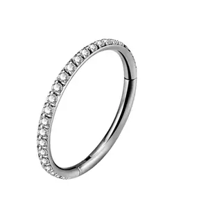 Oufer 18G Titanium CZ Nose Hoop Ring Female Daily