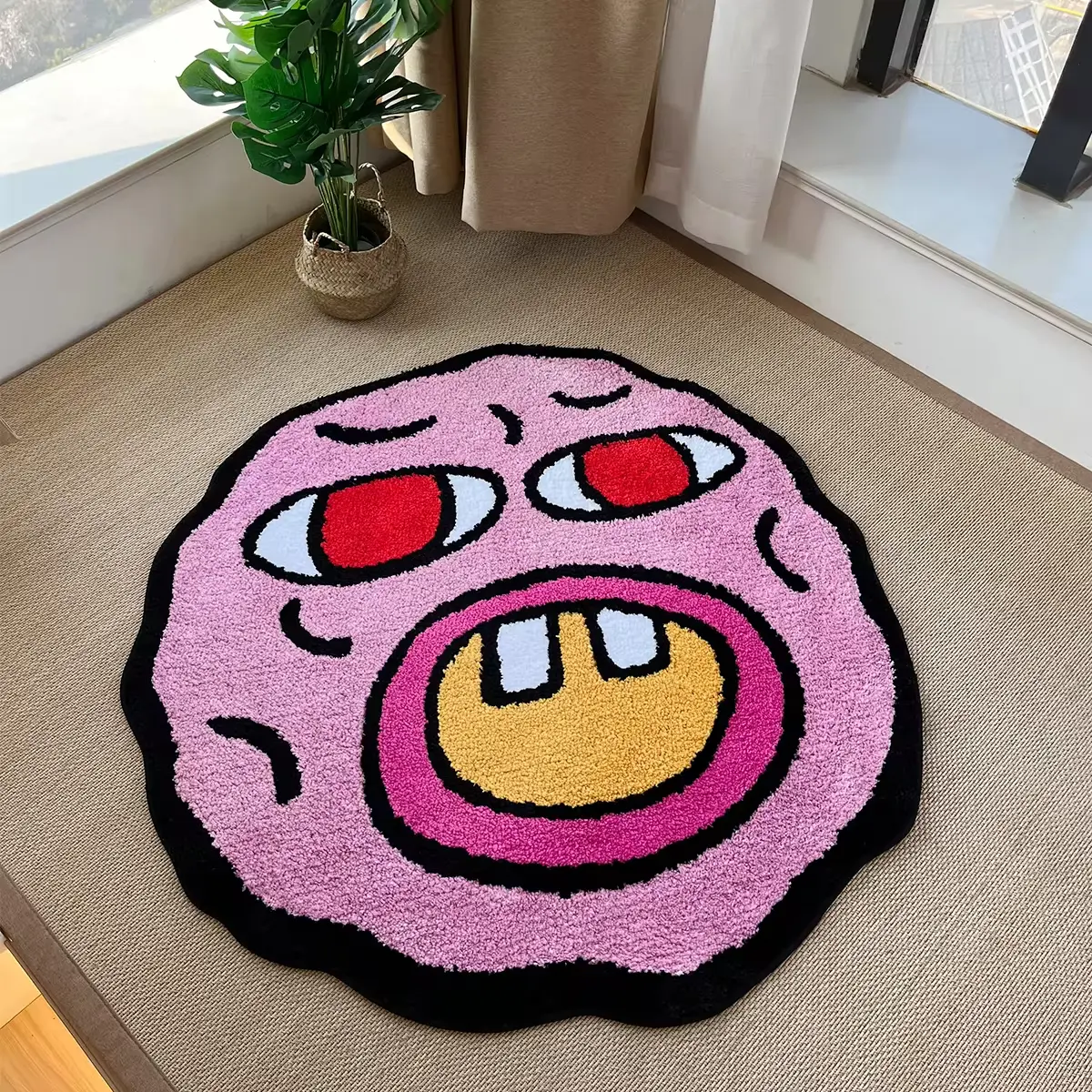 AGILESTAR 100% Polyester Pink Abstract Face Tufted Rug - Soft Non-Slip Funky Shaped Indoor Floor Mat, Multi-Size Eclectic Rugs for Bedroom, Room Decor Accessories for Living Room