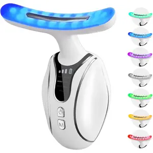 Electric 7 Color Face Neck Massager for Skin Care,Firming and Removing Neck Lines High-Frequency Massage Multi-Function Instrument Red Light Therapy Wand Beauty Device LED Color Light Massage Neck Wand  Gentle Lightweight Portable Design Ergonomic
