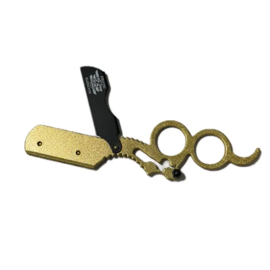 Gold and Black Straight Edge Razor Multipurpise Unisex Shaver Hair Cutting Beard Cutter